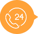 An orange footer icon with the number 24.