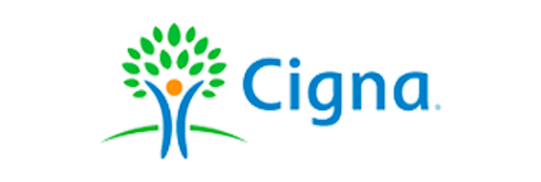 Cigna logo on a green background.